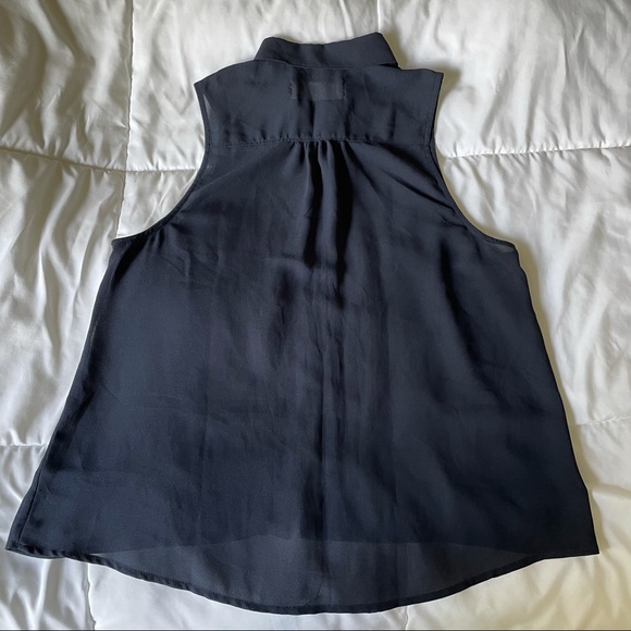 abercrombie kids Navy Semi-Sheer Polo Tank Button Down with Beads & Pearls - Picture 5 of 7